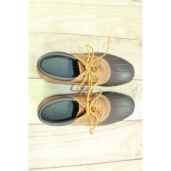 LL Bean Brown Leather Padded Collar Unlined Gumshoe Duck Boots Size 8 M - Picture 7 of 9